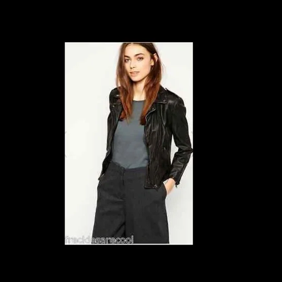 MUUBAA KOSI CROP LEATHER BIKER JACKET BLACK 8 - Picture 7 of 10